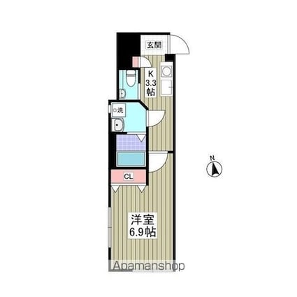 ワイズときわ台[1K/26.17m2]の間取図
