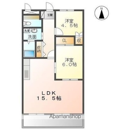 ステイブル円座　[2LDK/57.85m2]の間取図