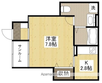 Ｋ３９パウリスタ戸坂[1K/30.22m2]の間取図