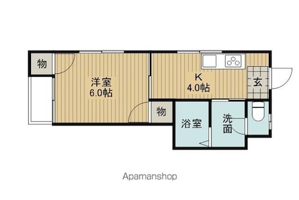 ハイツ二反田[1K/26.09m2]の間取図