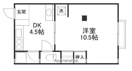 第一カナヤハイツ[1DK/33m2]の間取図