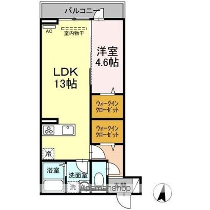 Ｄーｒｏｏｍ霞町[1LDK/44.89m2]の間取図