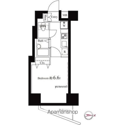 ヴェルト西大島グラーセ[1K/21.78m2]の間取図