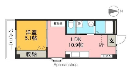 コーポエクセルⅡ[1LDK/34.55m2]の間取図