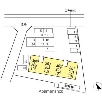 クレージュ中村[2LDK/56.1m2]の配置図