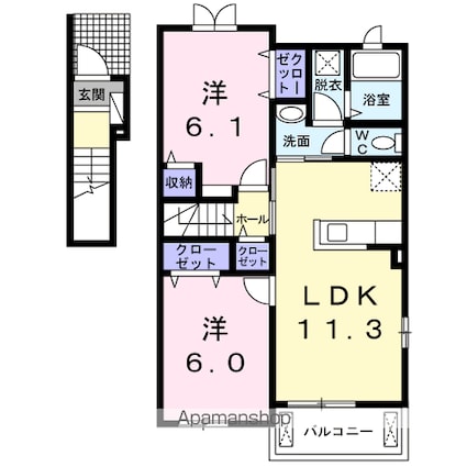 Ｇｒａｎｄｅ　Ｓ．Ｋ　壱番館[2LDK/57.07m2]の間取図