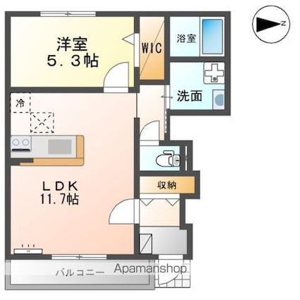 ドエル・アイリス[1LDK/42.74m2]の間取図