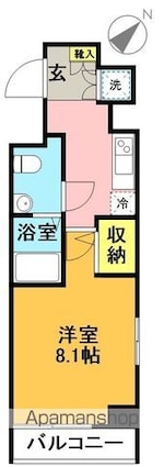 東京都世田谷区代田３丁目[1K/26.08m2]の間取図