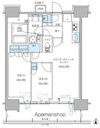 パークアクシス西大島コンフォートスクエア[2LDK/53.53m2]の間取図