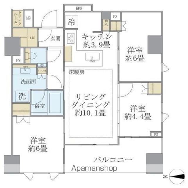 Ｂｒｉｌｌｉａ三鷹下連雀[3LDK/67m2]の間取図
