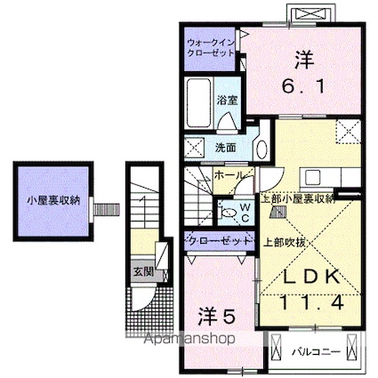 ハピネスヒル　Ⅰ[2LDK/55.12m2]の間取図