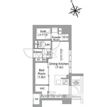 コンフォリア東葛西[1DK/25.53m2]の間取図