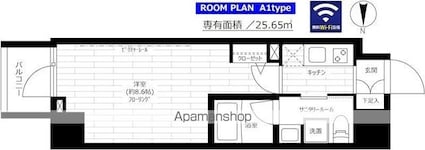 東京都台東区元浅草２丁目[1K/25.65m2]の間取図