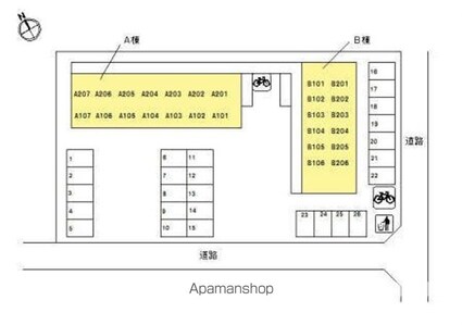 ヴァンセーヌ今村　Ｂ棟[1R/20m2]の配置図