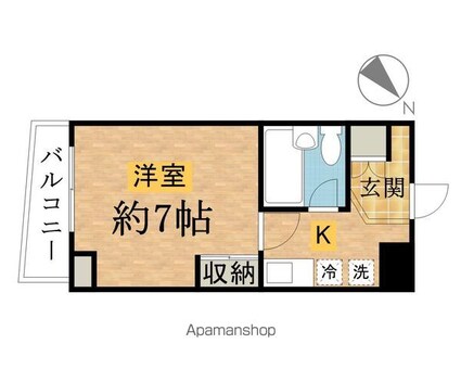 東京都八王子市打越町[1K/21m2]の間取図