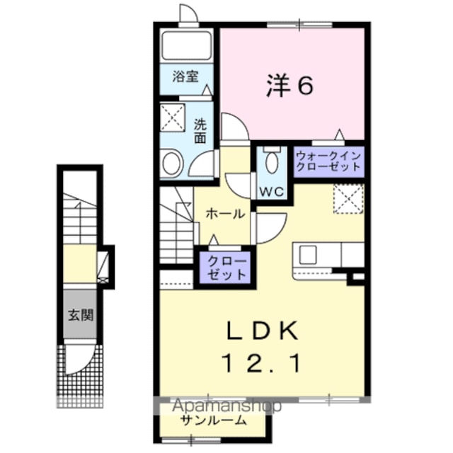 マハロＡ[1LDK/50.52m2]の間取図