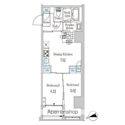 東京都千代田区外神田３丁目[2DK/40.38m2]の間取図