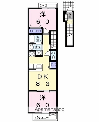 サンセール[2DK/49.65m2]の間取図