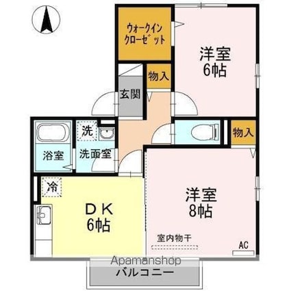 ヴェルナーレ香西東[2DK/50.47m2]の間取図