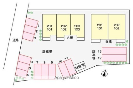 サウス郡家　Ａ[1LDK/46.28m2]の配置図
