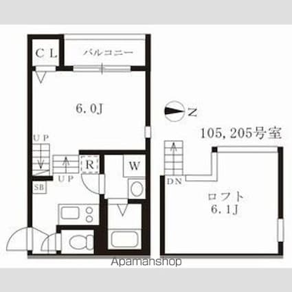 ディアコート浄心[1K/20.13m2]の間取図