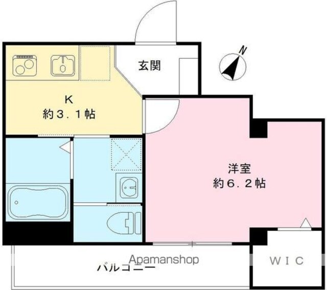パークビュー世田谷桜丘[1K/25.08m2]の間取図
