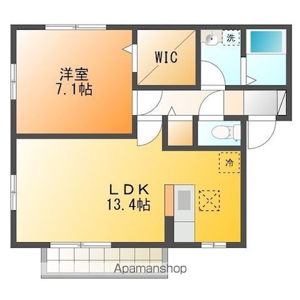 ボヌールＮ[1LDK/48m2]の間取図