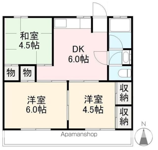 ヴェルヴィルＫＩＴＡ[3DK/50.02m2]の間取図