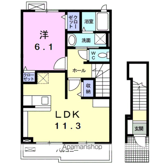 エレガンシア[1LDK/46.09m2]の間取図