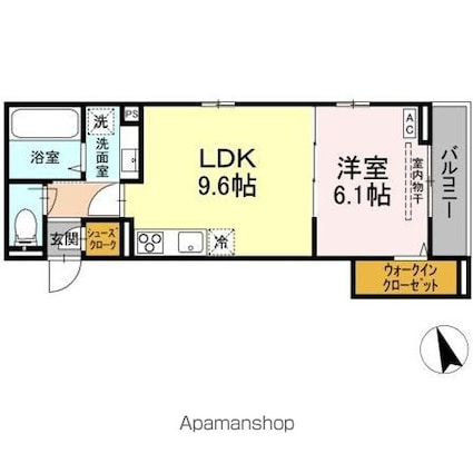（仮称）ＤーＲＯＯＭ甲府市徳行３丁目[1LDK/39.46m2]の間取図
