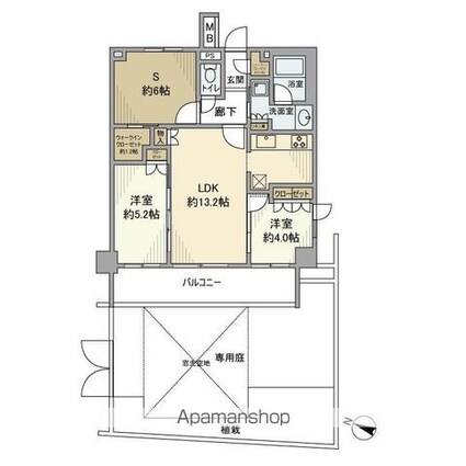 リビオ世田谷松原[2SLDK/64.38m2]の間取図