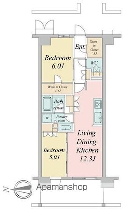 トラープランド蒼麗館[2LDK/56.5m2]の間取図