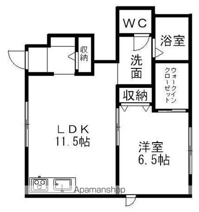 ブランシェ・ノビ[1LDK/44.39m2]の間取図
