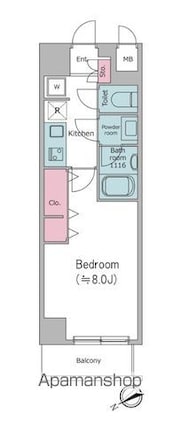 エルスタンザ清澄白河[1K/26.96m2]の間取図