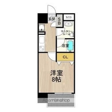 ディオレクレスト東心斎橋[1K/24.5m2]の間取図