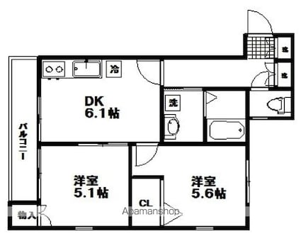 オリゾンＧ壱番舘[2DK/41.72m2]の間取図