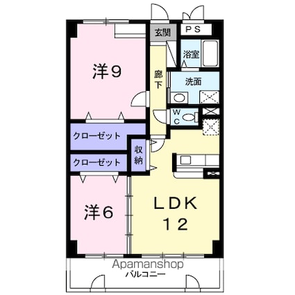 ソレイユドール[2LDK/66.38m2]の間取図