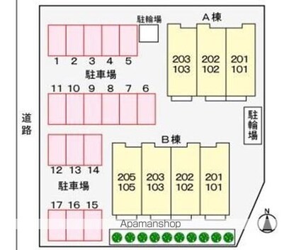 セレナ・カーサＡ[1R/33.15m2]の配置図
