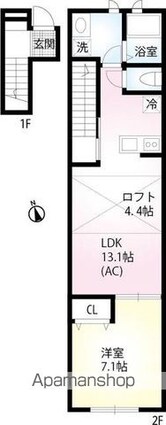 ＶＩＬＬＡ　ＮＩＳＨＩＥＩＦＵＫＵ[1LDK/49.54m2]の間取図