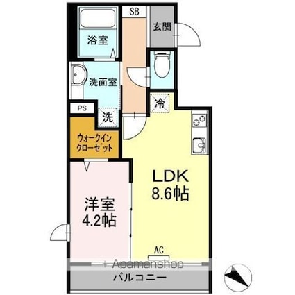 アルモ井の頭[1LDK/35.53m2]の間取図