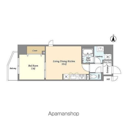 プライマルフロント菊川[1LDK/40.37m2]の間取図