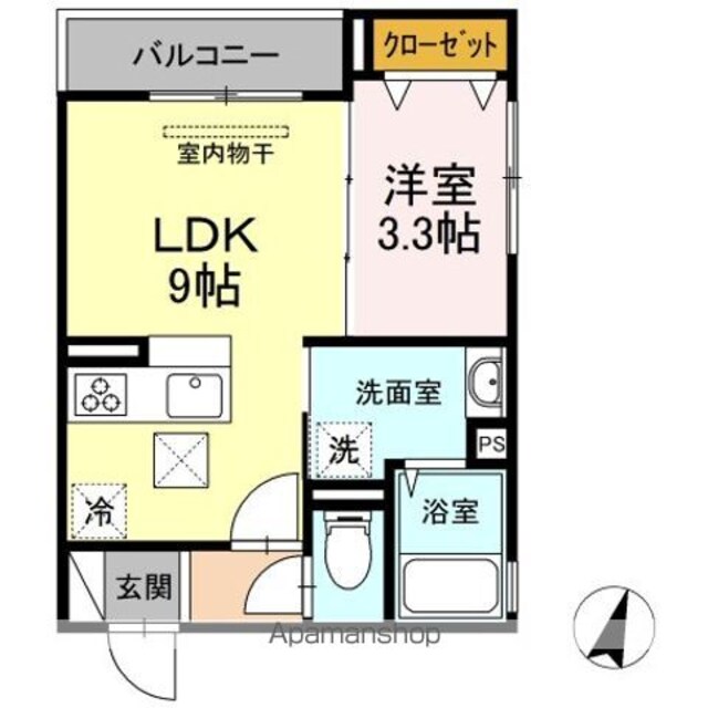 ロコマイカイ[1LDK/31.68m2]の間取図