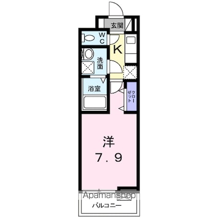 メゾン甲州[1K/26.15m2]の間取図