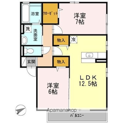 サニーヒル[2LDK/62.1m2]の間取図