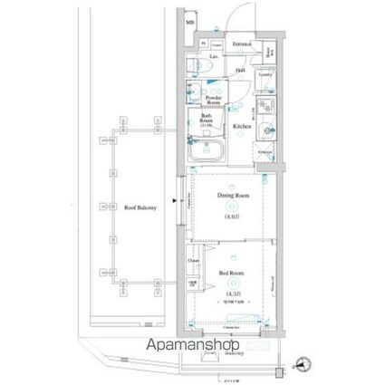 ラティエラ滝野川[1DK/25.34m2]の間取図