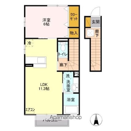セジュール山口　５番館[1LDK/46.96m2]の間取図