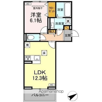 Ｎ・ＤーＲＯＯＭ　ＩＩＤＡＣＨＯＵ　Ｂ棟[1LDK/45.13m2]の間取図
