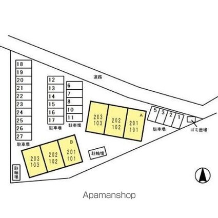 サイドセブン　Ｂ[2LDK/56.98m2]の配置図