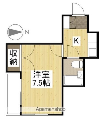 広島県広島市中区河原町[1K/19.5m2]の間取図