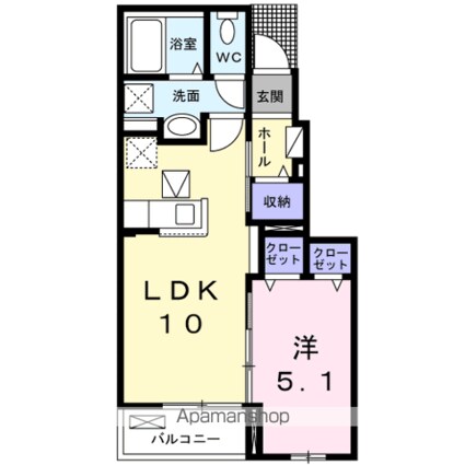 ソレイユ・ルヴァン[1LDK/38.01m2]の間取図